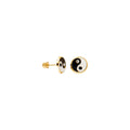 14K Yellow Gold Enamel Yin-Yang Earring with Screw Back