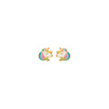 14K Yellow Gold Enamel Unicorn Face Earring with Screw Back