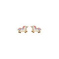 14K Yellow Gold Enamel Unicorn Earring with Screw Back