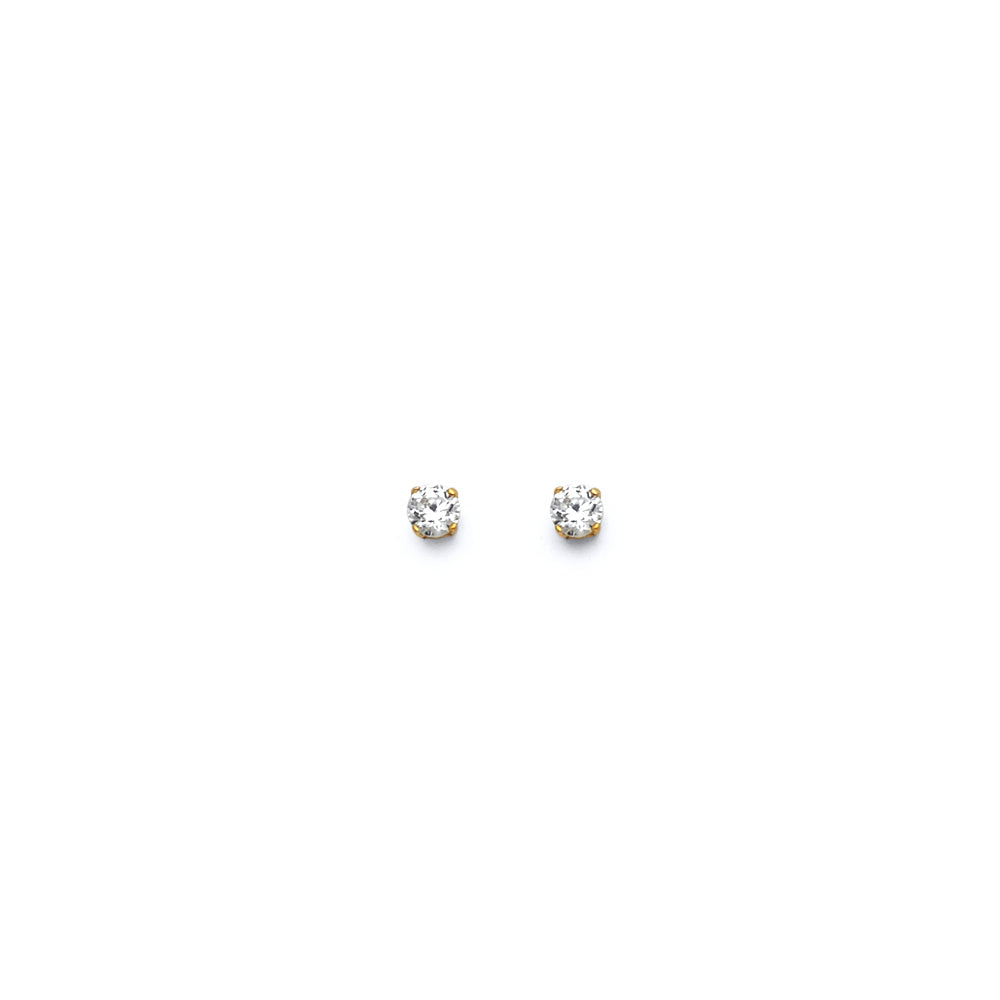 14K Yellow Gold Round 2 mm Stud Earring with Screw Back