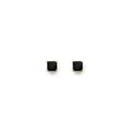 14K Yellow Gold Square Black Stud Earrings with Screw Back (3 mm - 7 mm)
