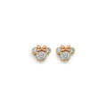 14K Two Tone Gold Mouse CZ Stud Earrings W/ Screw Back