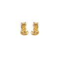 14K Yellow Gold Cat CZ Stud Earring W/ Screw Back