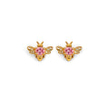 14K Yellow Gold Bee CZ Stud Earring W/ Screw Back