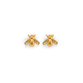 14K Yellow Gold Bee CZ Stud Earring W/ Screw Back