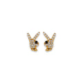 14K Yellow Gold Rabbit CZ Stud Earring W/ Screw Back