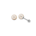 14K White Gold 6 mm Pearl Stud Earring W/ Screw Back