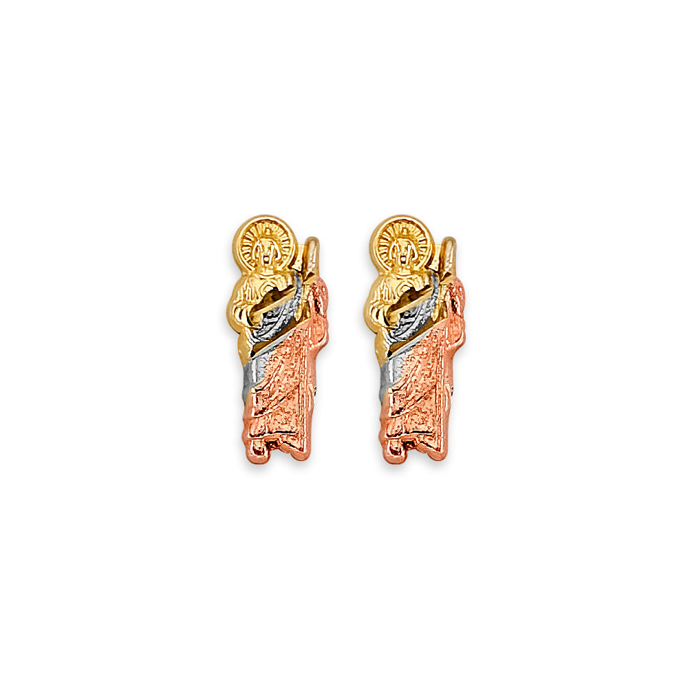 14K Yellow White Rose Gold St. Jude Stud Earring W/ Screw Back
