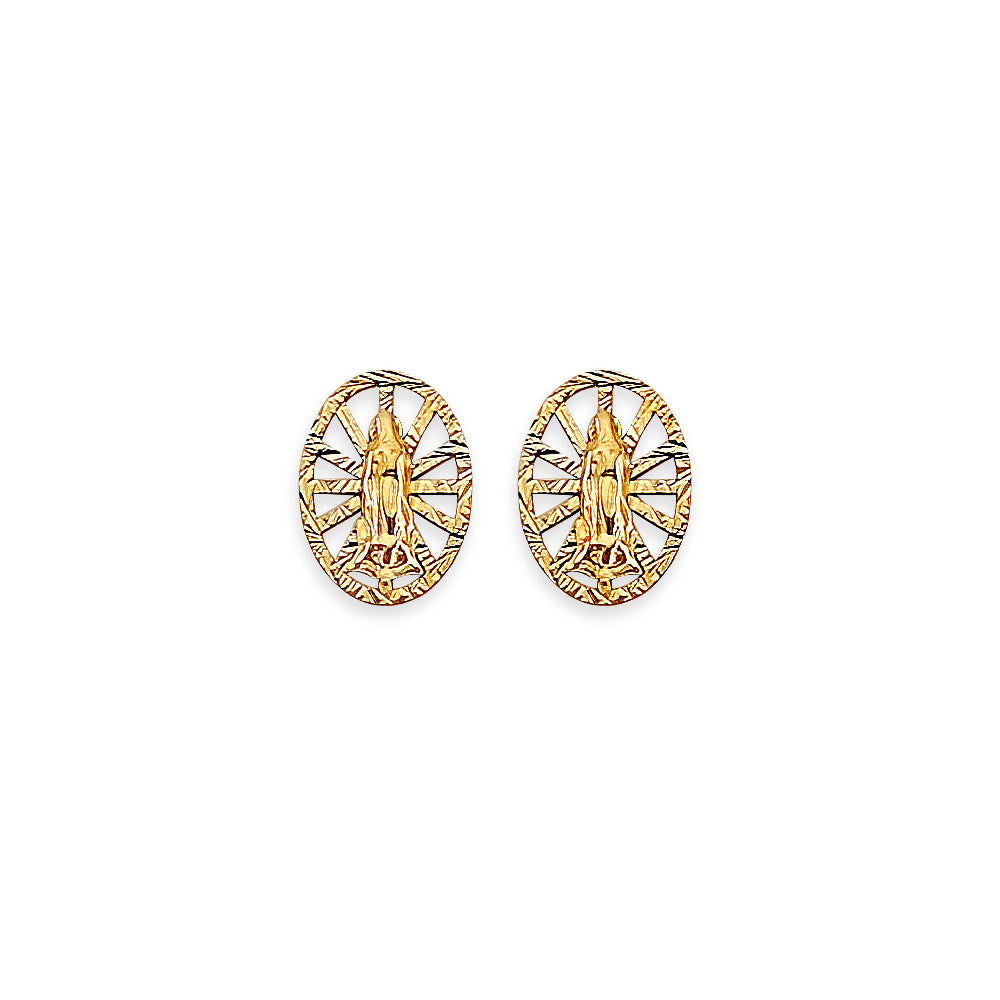 14K Yellow Gold Guadalupe Stud Earring W/ Screw Back
