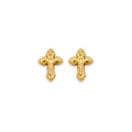 14K Yellow Gold Cross Stud Earring W/ Screw Back