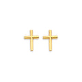 14K Yellow Gold Cross Stud Earring W/ Screw Back