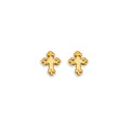 14K Yellow Gold Cross Stud Earring W/ Screw Back