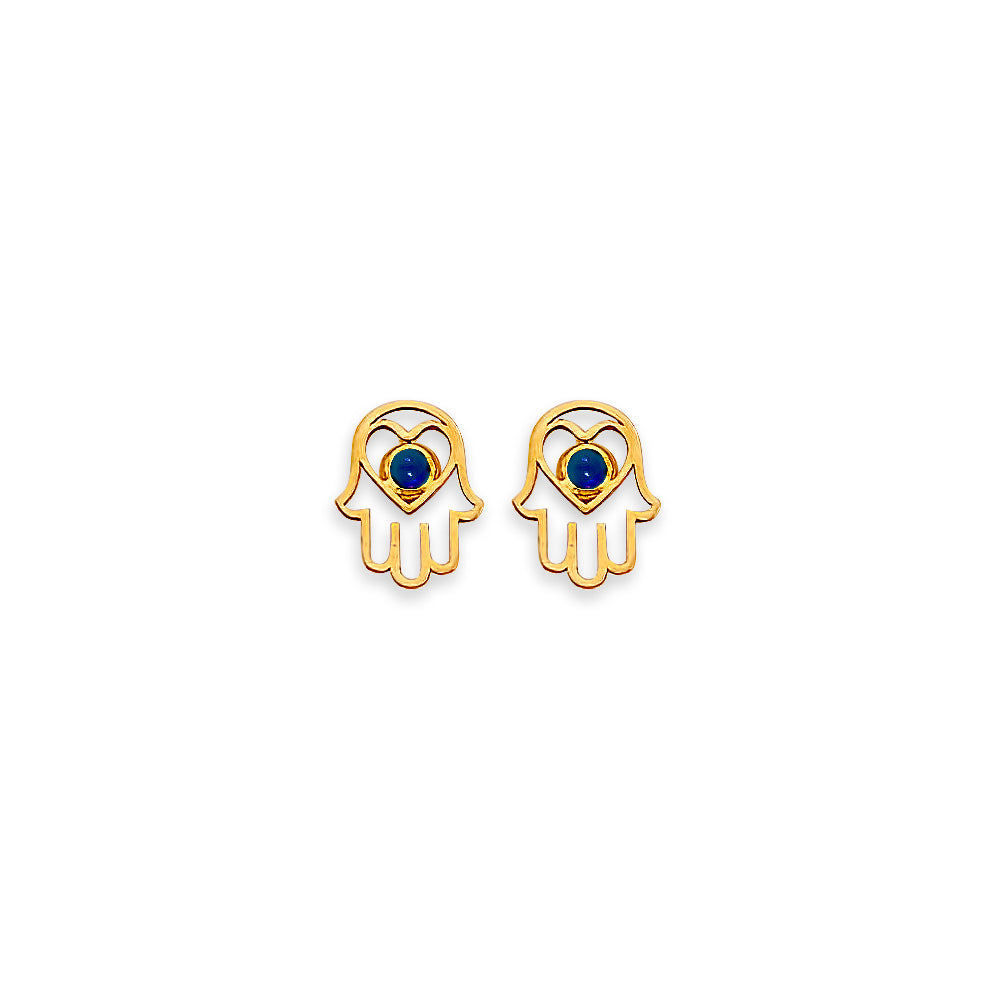 14K Yellow Gold Hamsa Stud Earring W/ Screw Back