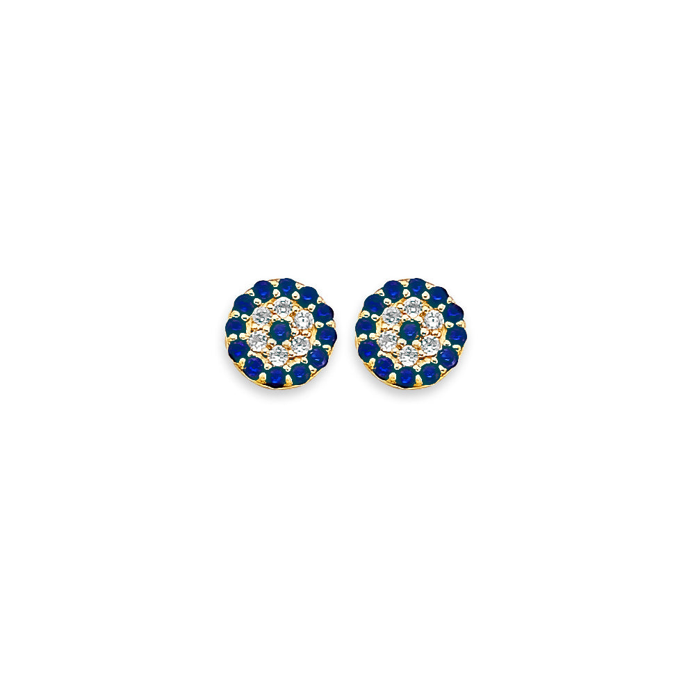 14K Yellow Gold Evil Eye Stud Earring W/ Screw Back
