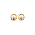 14K Yellow Gold Claddagh Stud Earring W/ Screw Back