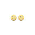 14K Yellow Gold Smiling Emoji Stud Earrings W/ Screw Back