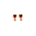 14K Yellow Gold Heart CZ Stud Earring W/ Screw Back