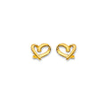 14K Yellow Gold Heart Stud Earring W/ Screw Back