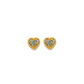 14K Yellow Gold Heart CZ Stud Earring W/ Screw Back