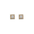 14K Yellow Gold Cluster CZ Stud Earring W/ Screw Back