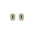14K Yellow Gold Green CZ Stud Earrings W/ Screw Back