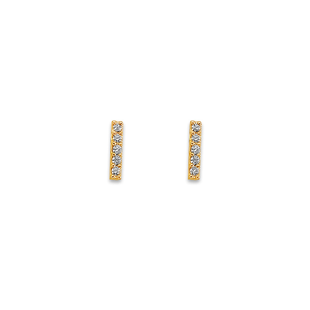 14K Yellow Gold CZ Stud Earring W/ Screw Back