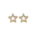 14K Yellow Gold Star CZ Stud Earring W/ Screw Back