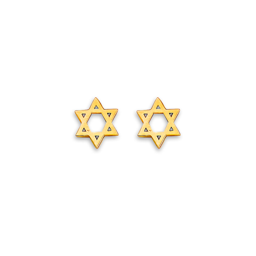 14K Yellow Gold Star Stud Earring W/ Screw Back