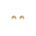 14K Yellow Gold Moon CZ Stud Earring W/ Screw Back