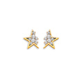 14K Yellow Gold Star CZ Stud Earring W/ Screw Back