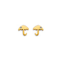 14K Yellow Gold Umbrella CZ Stud Earring W/ Screw Back