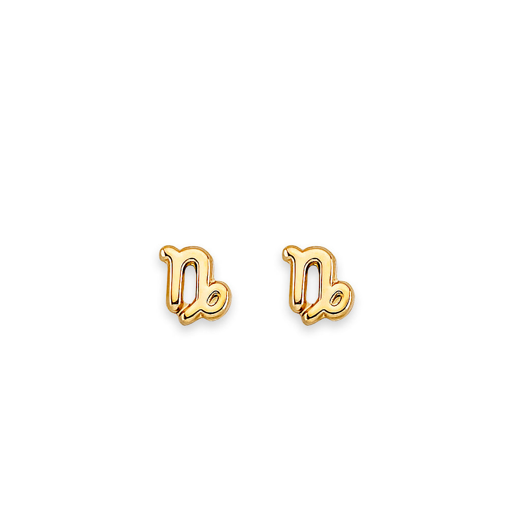 14K Yellow Gold Zodiac Stud Earrings W/ Screw Back