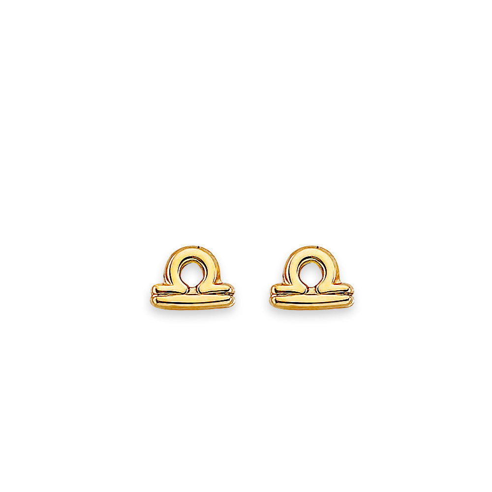 14K Yellow Gold Zodiac Stud Earrings W/ Screw Back