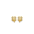 14K Yellow Gold Clover CZ Stud Earring W/ Screw Back
