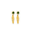 14K Yellow Gold Feather CZ Stud Earring W/ Screw Back