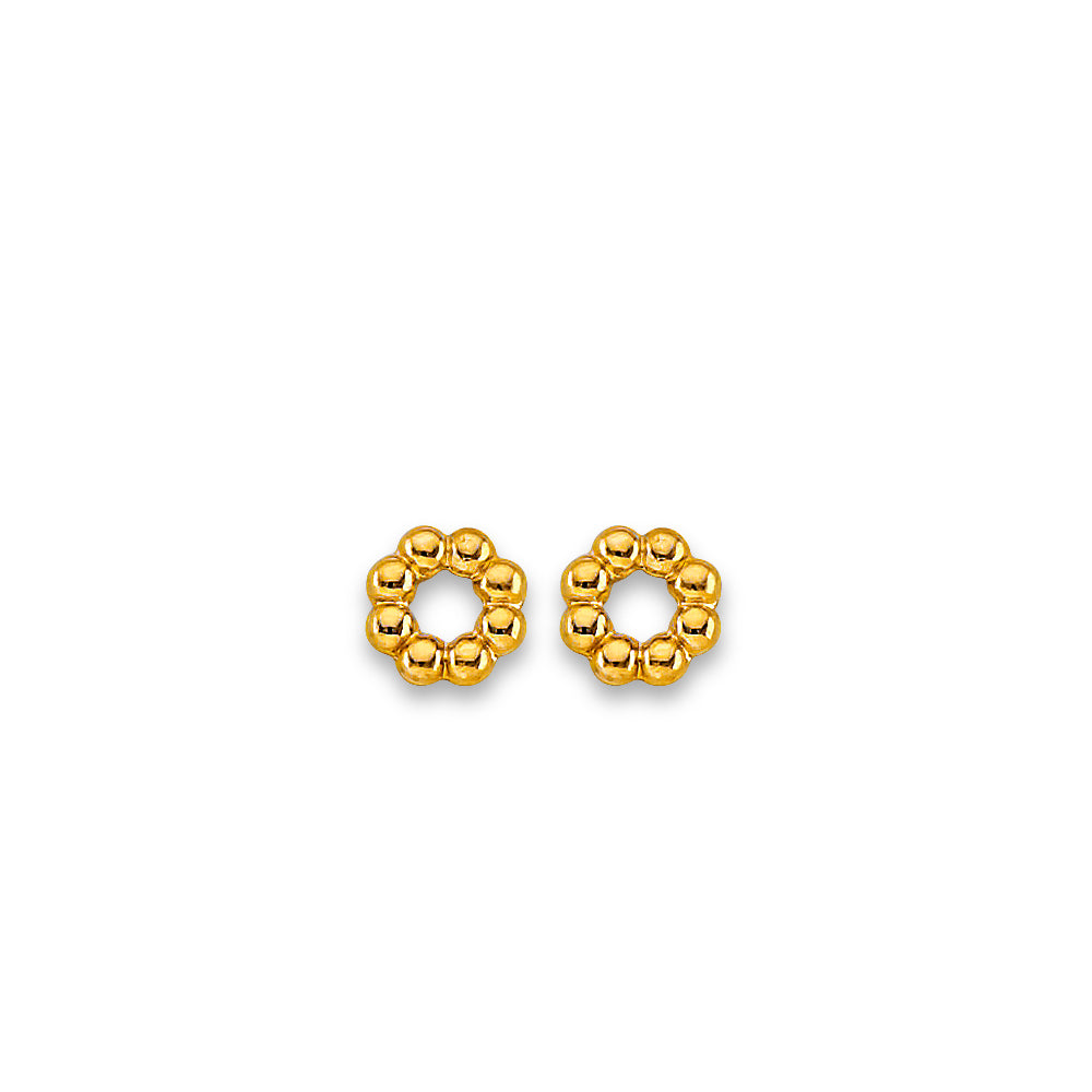14K Yellow Gold Round Stud Earring W/ Screw Back