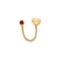 14K Yellow Gold Heart CZ Crawler Stud Earrings W/ Screw Back