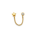 14K Yellow Gold Star CZ Crawler Stud Earrings W/ Screw Back