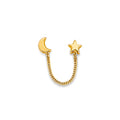14K Yellow Gold Star & Moon Crawler Stud Earrings W/ Screw Back