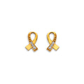 14K Yellow Gold Cancer Ribbon CZ Stud Earrings W/ Screw Back