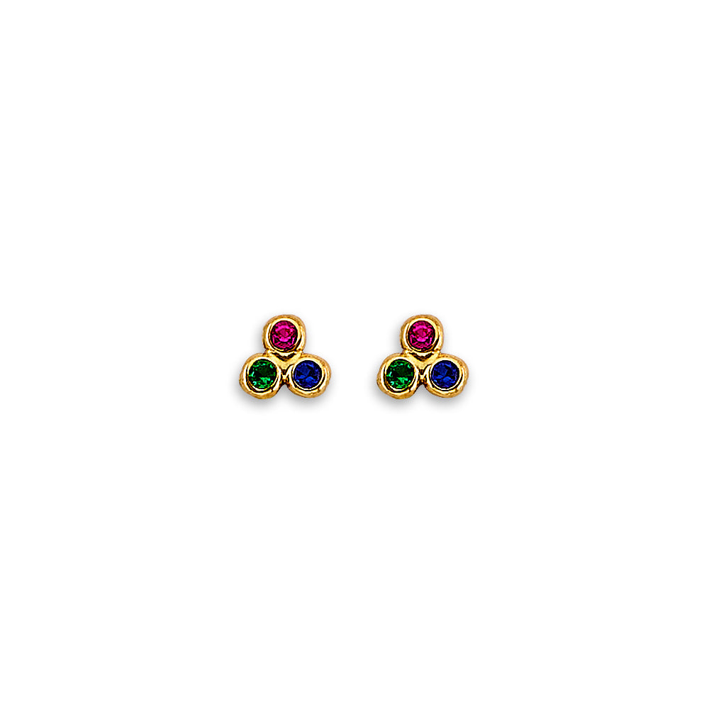 14K Yellow Gold CZ Stud Earring W/ Screw Back