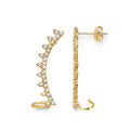 14K Yellow Gold CZ Side Way Push Back Stud Earring