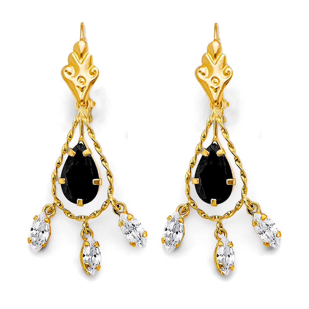 14K Yellow Gold Chandelier Stud Earring