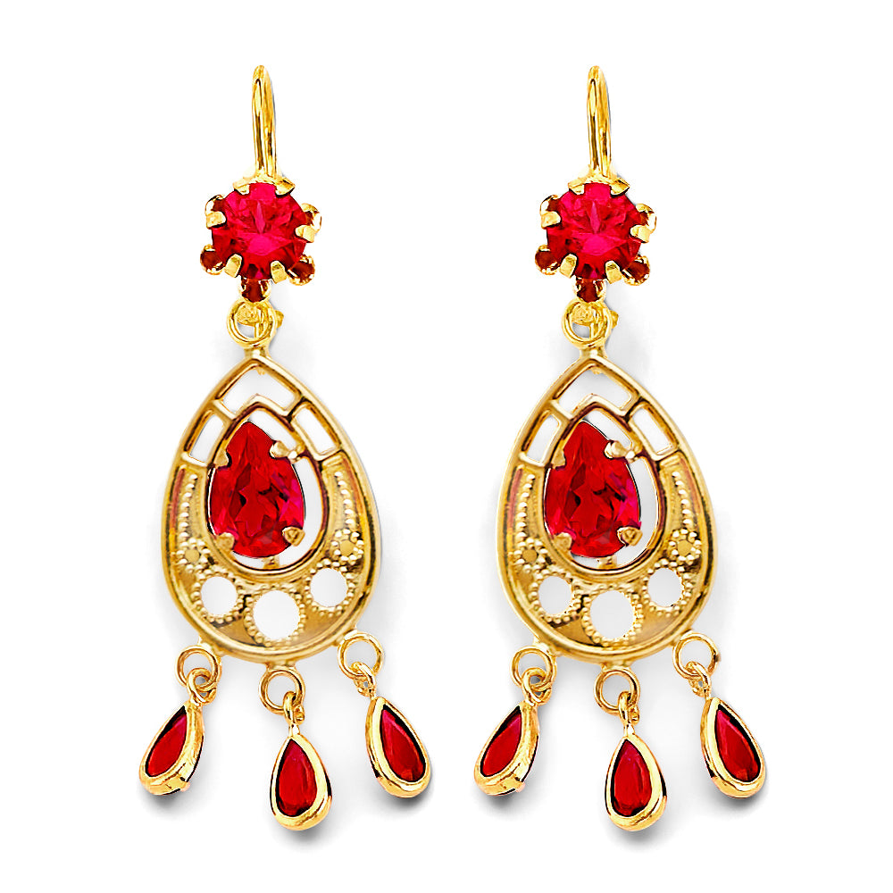 14K Yellow Gold Chandelier Stud Earring