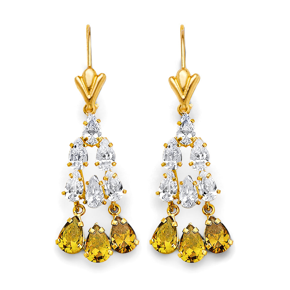 14K Yellow Gold Chandelier Stud Earring