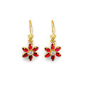 14K Yellow Gold CZ Wire Hoop Stud Earring