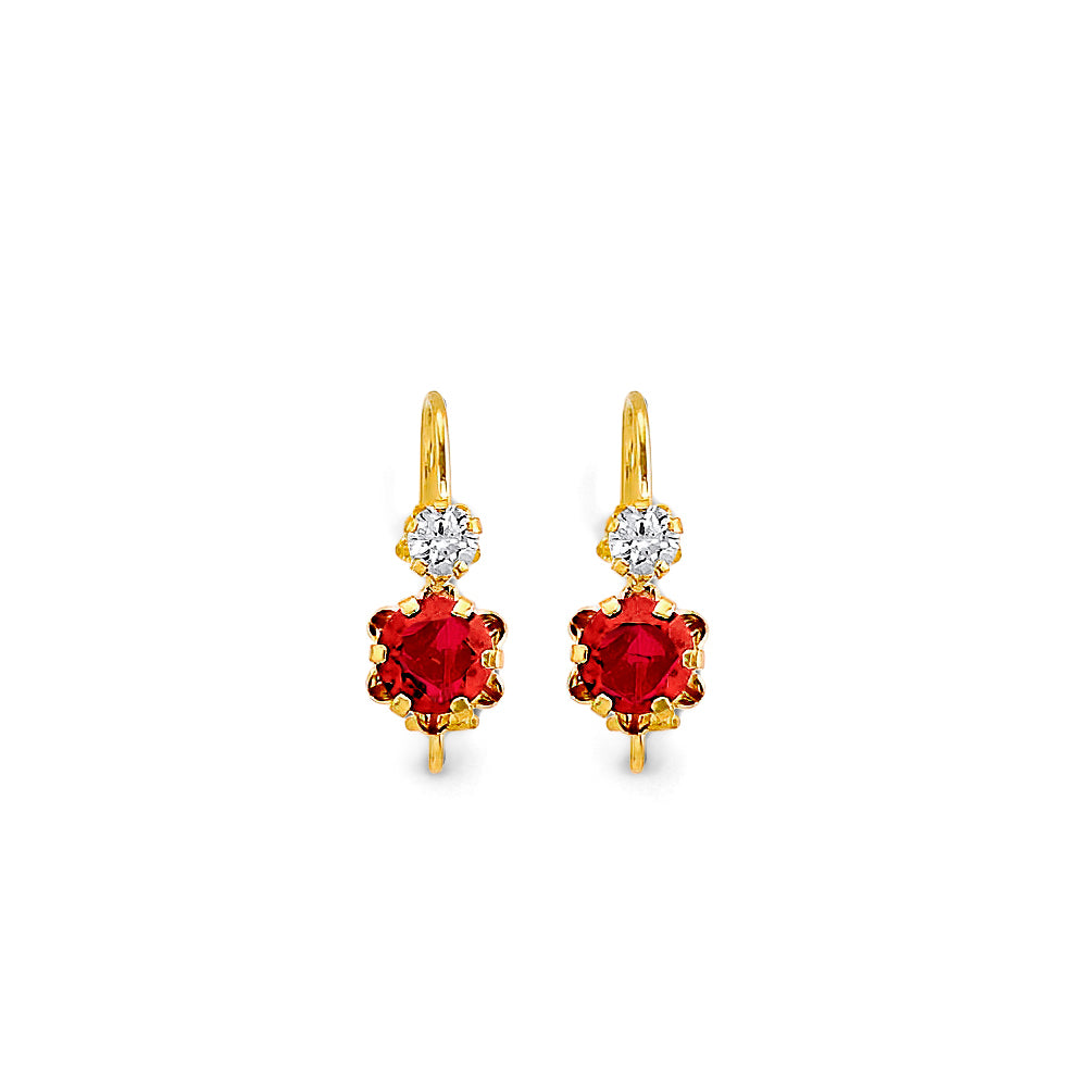 14K Yellow Gold CZ Wire Hoop Stud Earring