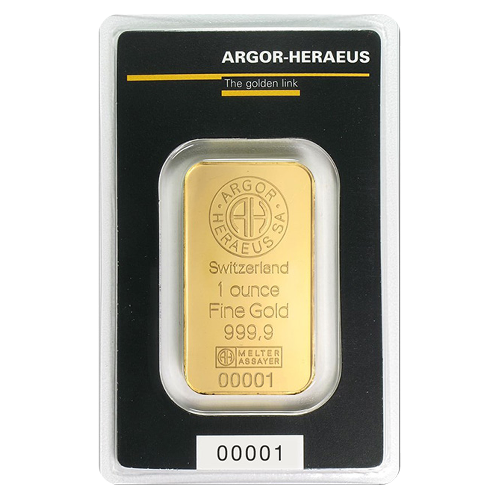 1 oz Gold Bars - Argor Heraeus (w/ assay)