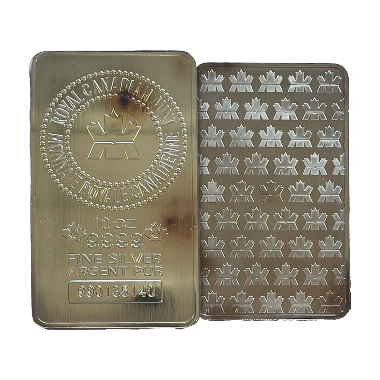10 oz Royal Canadian Mint Silver Bars (wear and tear)