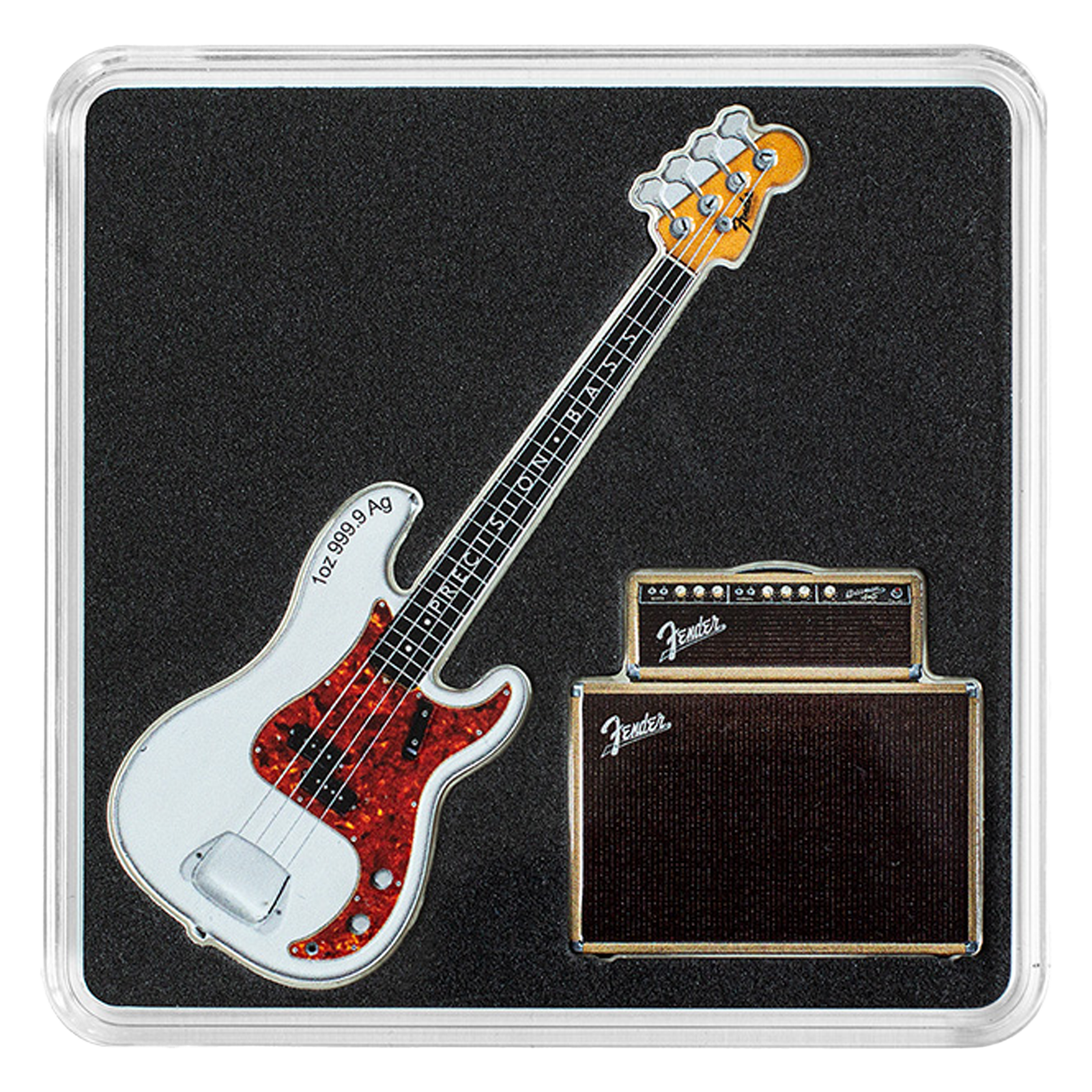 2 oz Silver Fender® Dynamic Duo Precision Bass® Guitar & Bassman® Amp Coin